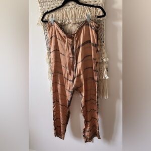 Cali Dreaming Tie Dye Silky Tie Waist Straight Leg Pants Size Medium Beach Swim